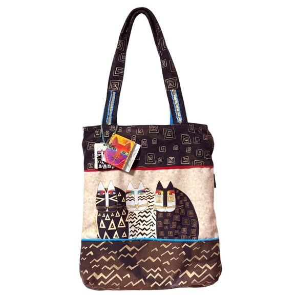 Laurel Burch Wild Cats Tote Bag Charm LB5340 Folklorica Retired Cat Lover Gift - Picture 1 of 16